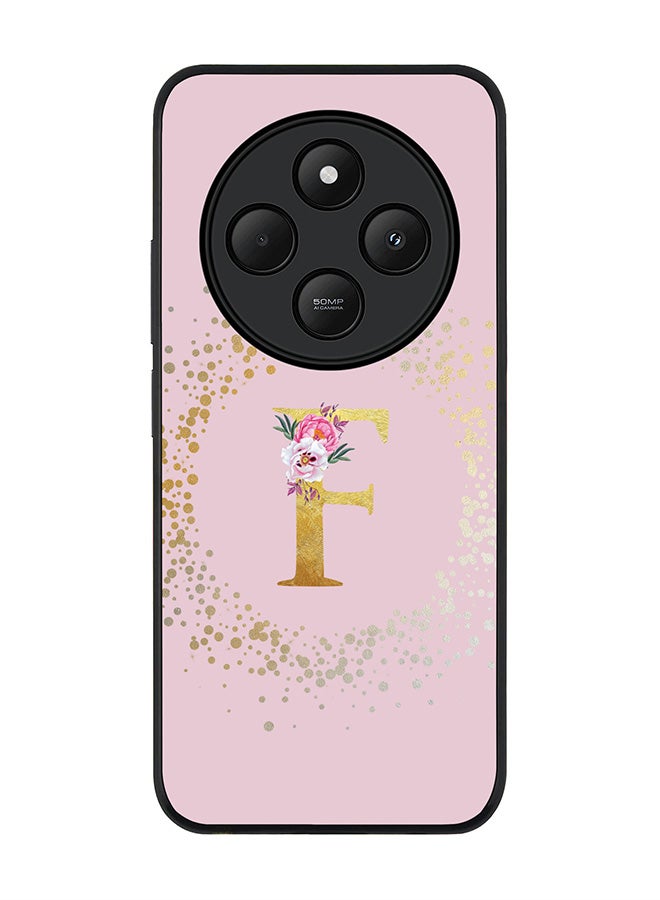 Stylizedd For Xiaomi Poco C75 Case,Slim fit Camera Protection, Shockproof Thin Phone cover - Custom Monogram Floral - F (Pink ) - Image 1