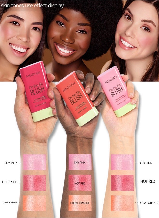 Meidián - Blush Stick, Blush Cream for Cheeks Eyes Lips,Blush in Natural with Waterproof Sweat-Resistant, Tinted Solid Stick with Long Lasting, Nude Makeup Multi-Use Color Stick Creamy Blush, Shy Pink - Image 1