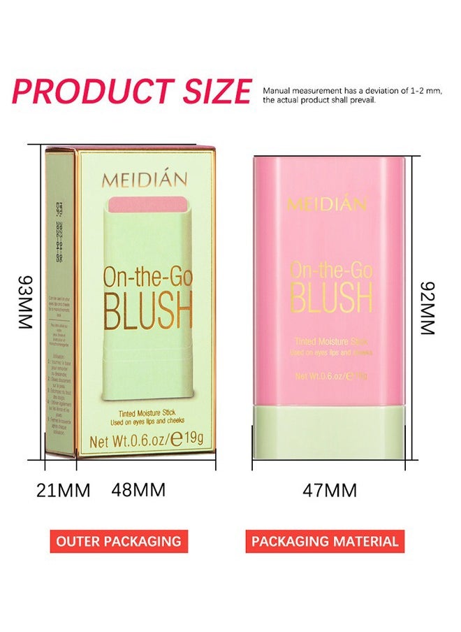 Meidián - Blush Stick, Blush Cream for Cheeks Eyes Lips,Blush in Natural with Waterproof Sweat-Resistant, Tinted Solid Stick with Long Lasting, Nude Makeup Multi-Use Color Stick Creamy Blush, Shy Pink - Image 1