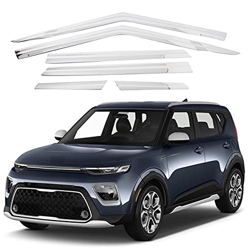 AUTO CLOVER AUTOCLOVER TapeOn Rain Guards Window Visors 6 Pcs Set for Kia Soul 2020 2021 2022 2023 2024 2025 Window Deflectors OutChannel Vent Shades Chrome - Image 1
