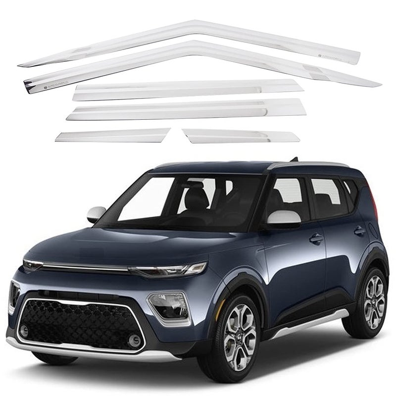 AUTO CLOVER AUTOCLOVER TapeOn Rain Guards Window Visors 6 Pcs Set for Kia Soul 2020 2021 2022 2023 2024 2025 Window Deflectors OutChannel Vent Shades Chrome - Image 3