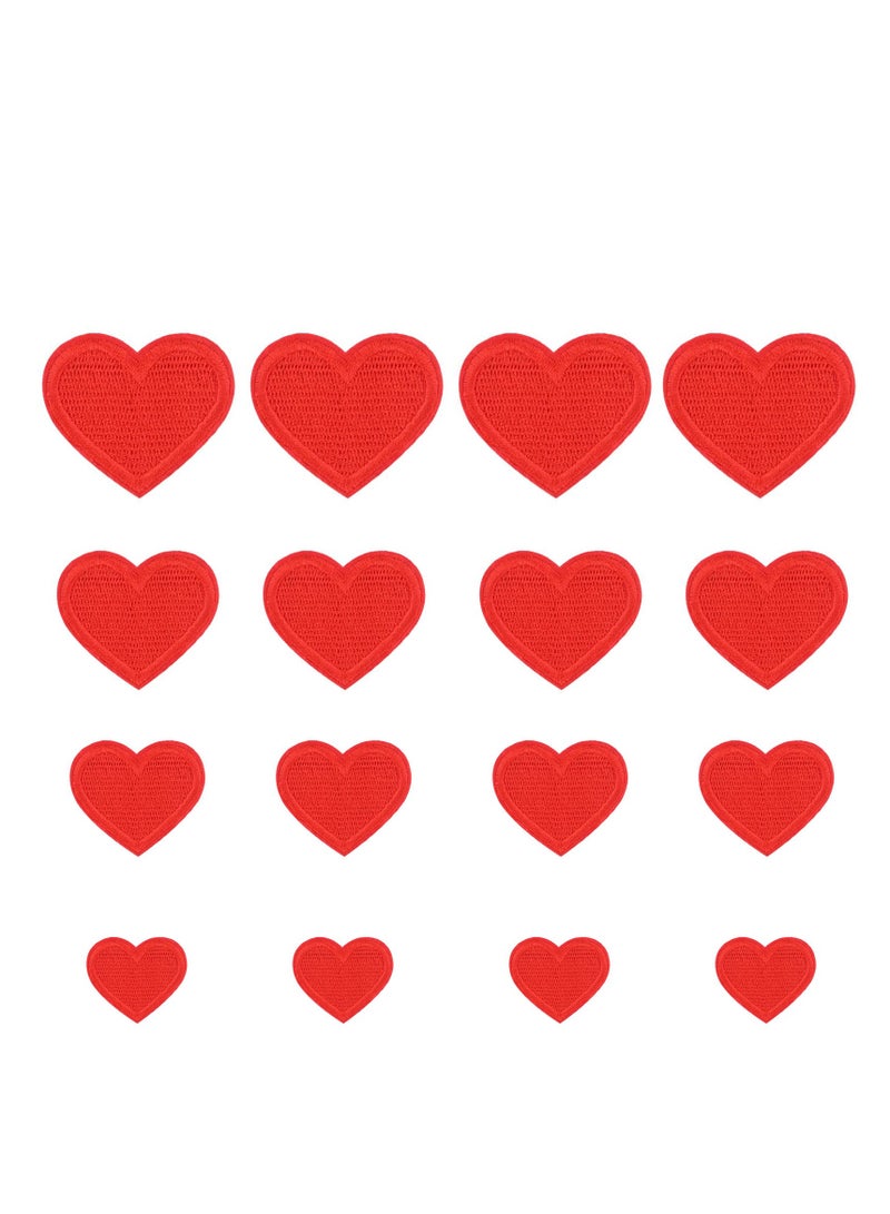 Heart Iron-on Patches, 16 Pieces, 4 Sizes, Embroidered Applique for Clothing and Accessories Jackets Jeans Hats Backpacks  - Image 1