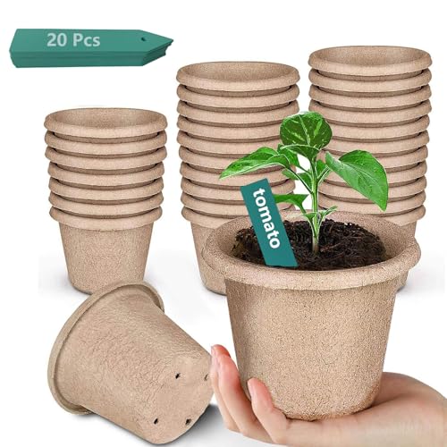 ANGTUO 30 Pcs Peat Pots for Seedlings, 4.33 inch Biodegradable Seed Nursery Pot with Drainage Holes, Seedling Pots Include 20 Labels - Image 1