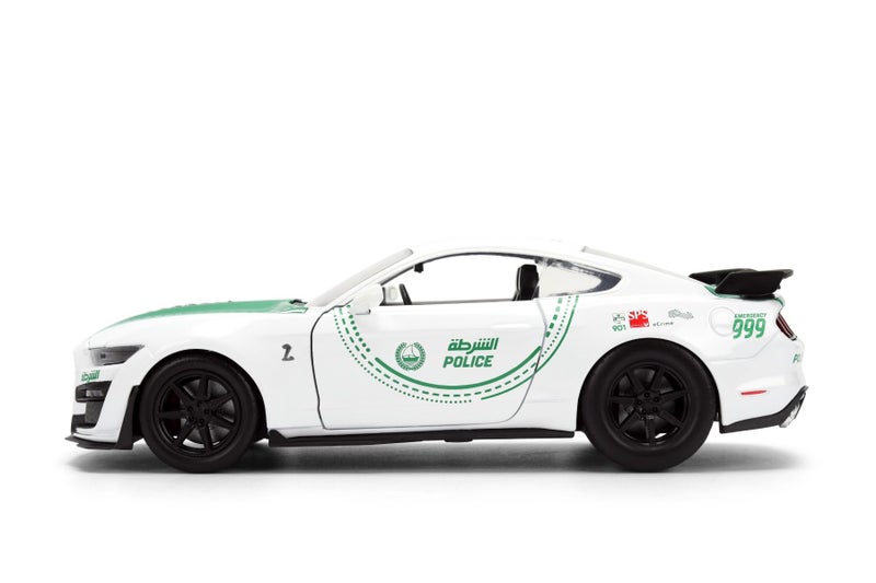 Jada Metal Ford Mustang Shelby GT500 Dubai Police Die-Cast Car (1:24, White/Green) - Image 2