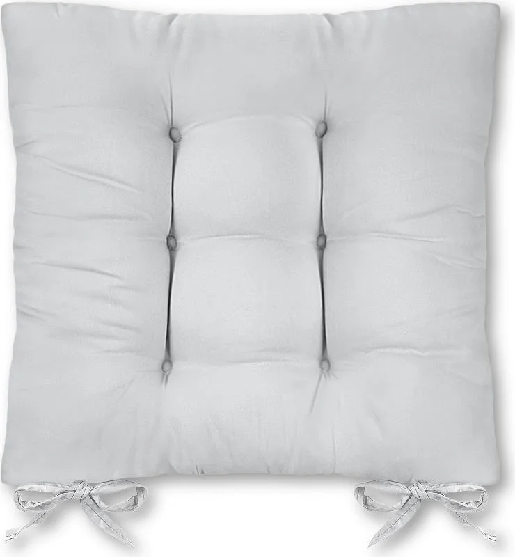 بلونيتي 4-Piece Pouf Soft Chair Cushion 6 Quilted 42X42 cm Gray