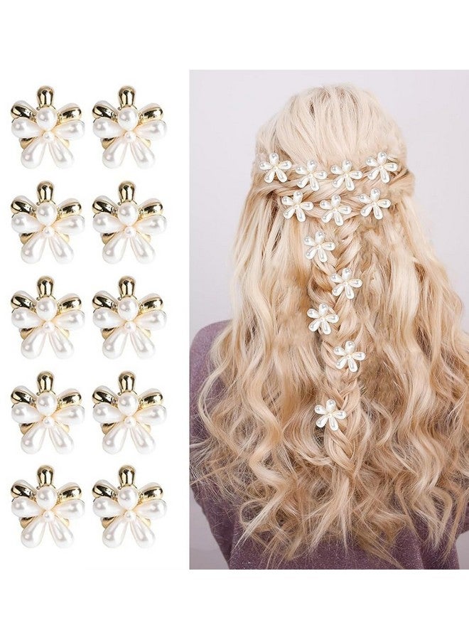 SUN Ring SUNRING White Pearl Mini Claw Metal Clips Flower Design Small Clutcher Barrettes Hair Accessories for Women and Girls Small (Pack of 8, White) - Image 1