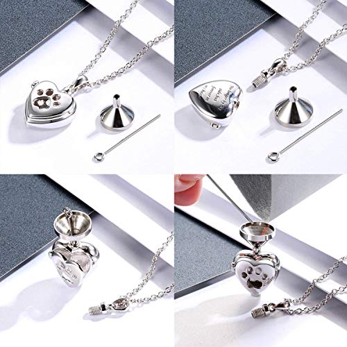 MANBU 925 Sterling Silver Cremation Jewelry for Pet Ash - Memorial Ash Pendant Urn Necklace for Dog Cat Women Remembrance Keepsake Gift for Loss of Loved Furry Friend (pet urn Locket Necklace) - Image 5