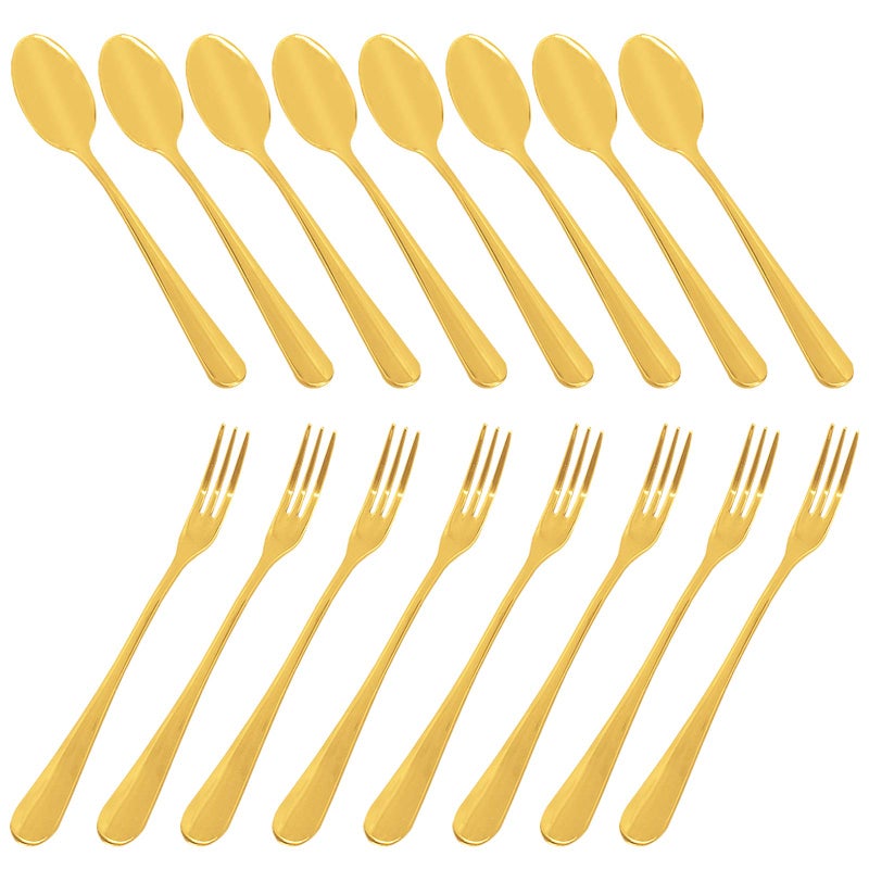 Set of 16 Gold Demitasse Espresso Spoon 4 inch and Stainless Steel Forks 48 inch DaKuan Gold Mini Coffee Spoons Cake Forks for Dessert Tea Appetizer