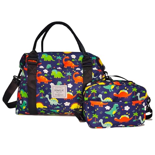 NWLR Travel Duffle Bag Weekender Overnight Bag Gym Tote with Dry and Wet Separated Pocket for Women Girls Shoulder Workout Duffel Bag Water Resistant WCute DinosaursToiletry Bag - Image 1
