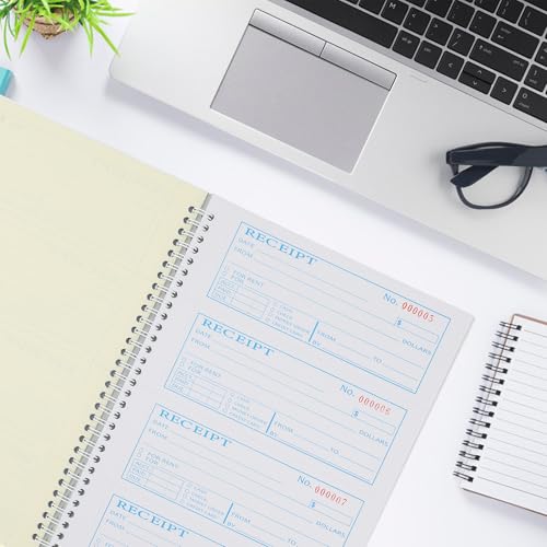 Yeplan Receipt Book with Carbon Copies,Money and Rent Receipt Book,2-Part Carbonless,5.31" x 11.22",Spiral Bound,200 Sets per Book,4 Receipts per Page. - Image 5