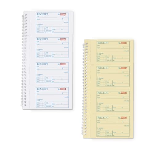 Yeplan Receipt Book with Carbon Copies,Money and Rent Receipt Book,2-Part Carbonless,5.31" x 11.22",Spiral Bound,200 Sets per Book,4 Receipts per Page. - Image 2