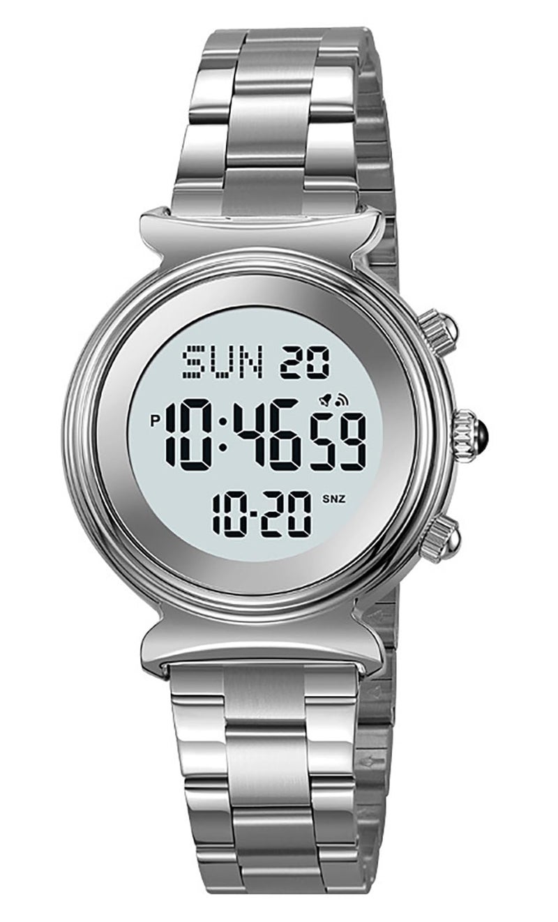 BESTKANG Women's Digital Watch - Stainless Steel, Waterproof, Dual Time, Date Watch - Silver - Image 1