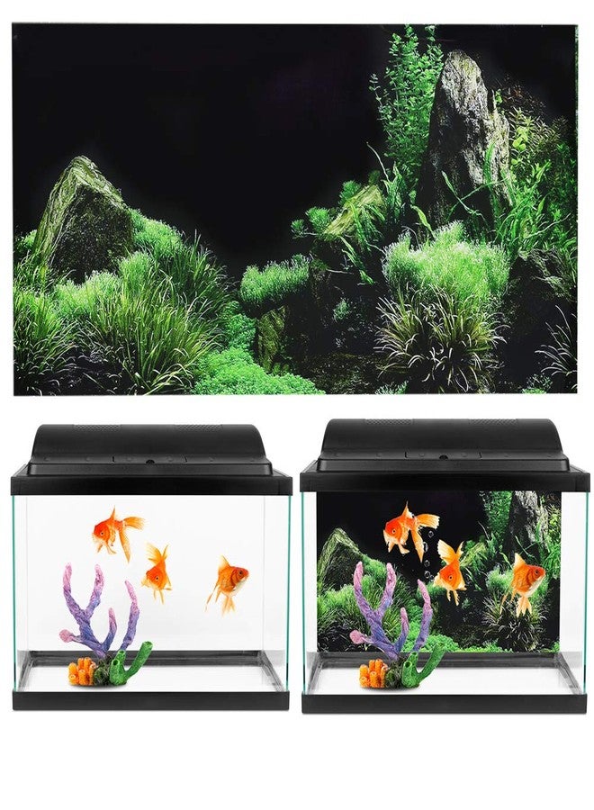 Zerodis Aquarium Poster - Seafloor Water Grass Background Decoration - 3D PVC Self Adhesive Fish Wallpaper Sticker (48.0 x 18.1in) - Image 5
