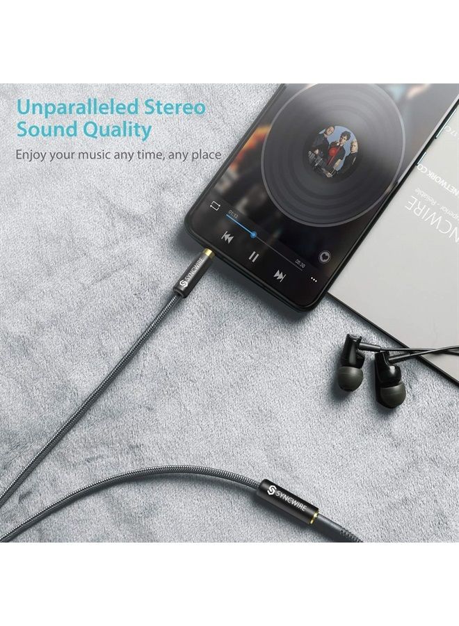 3.5mm Male to Female Stereo Audio Extension Cable [Hi-Fi Sound] [Gold Plated Jack] Nylon-Braided AUX Extension Cord Adapter Compatible with iPhone iPad Smartphone Tablets Media Players, 3FT