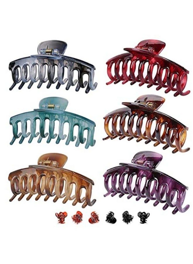 DN Creation Set of 6 Plastic Hair Claw Clip, Non-Slip Catch Hair Clucther Hair Styling Accessories -Assorted Color - Image 1