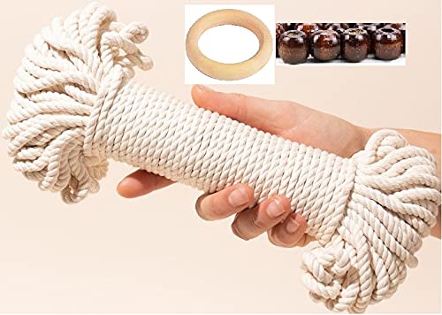 BSPS 3 Ply Twisted Cotton Cord Dori Thread 4mm 100Mtr OffWhite for DIY and Other Projects Model Thread_90 - Image 1