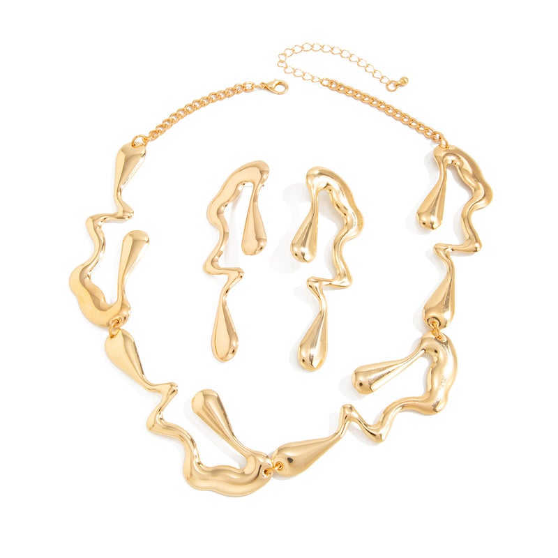 SHIXIN Liquid Design Sweet Cool Necklace - Irregular Water Drop Metal Chain - Image 5