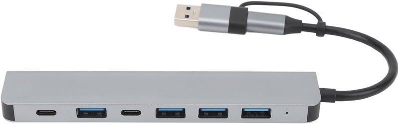 USB Type C Hub with Aluminum Alloy Body, 1 USB3.0, 4 USB2.0, 2 Type C Ports - Fast Data Transfer, Stable Connection, Portable for Laptop Tablet Phone - Image 1