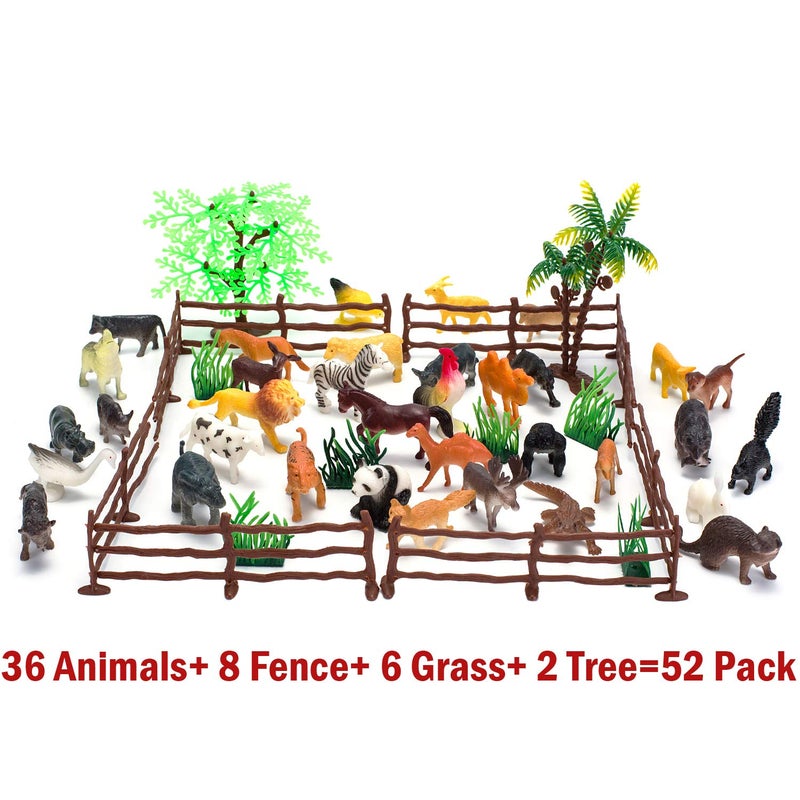 Kimicare Animal Figurines Toys, 52 Pcs Small Mini Realistic Safari Zoo Plastic Animals Figures Learning Educational Toy Set for Kids Toddlers Jungle Wild Forest Animals Playset Cupcake Topper - Image 2