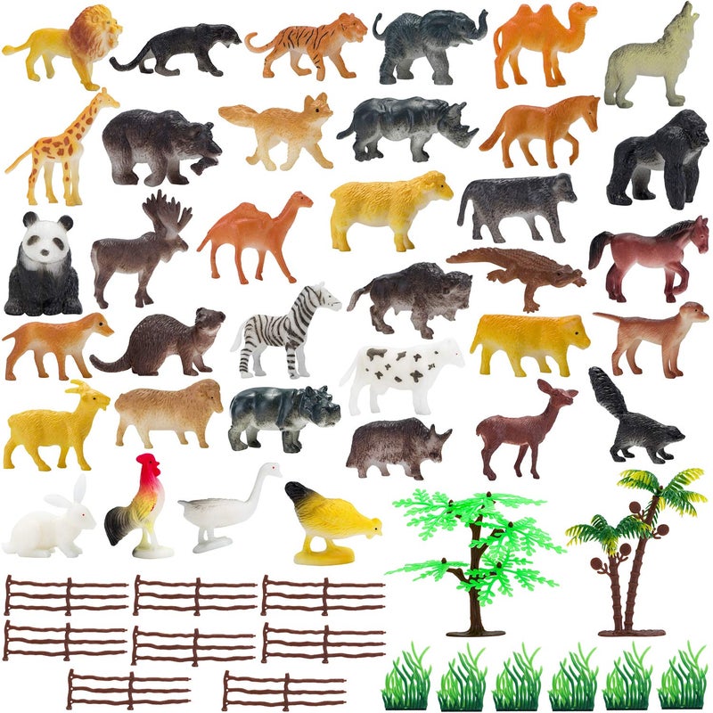 Kimicare Animal Figurines Toys, 52 Pcs Small Mini Realistic Safari Zoo Plastic Animals Figures Learning Educational Toy Set for Kids Toddlers Jungle Wild Forest Animals Playset Cupcake Topper - Image 3