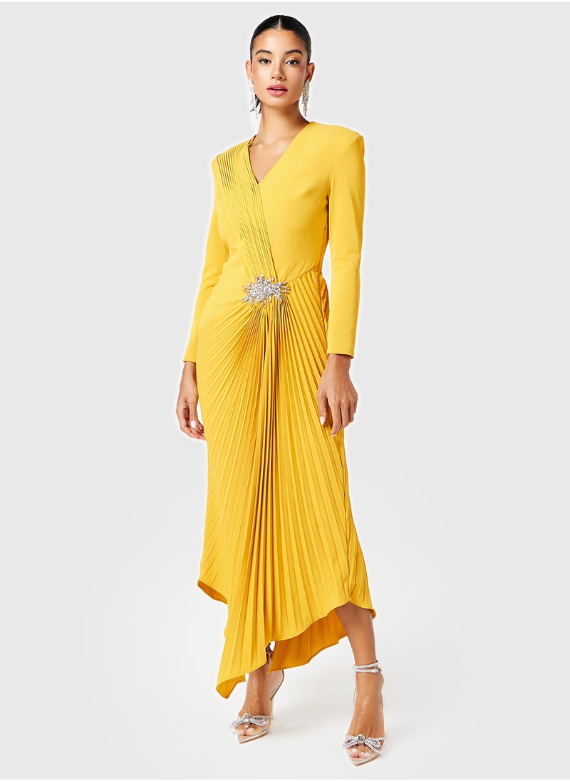 Threadz by Ajooni - Pleated Asymmetric Blazer Dress - Image 1