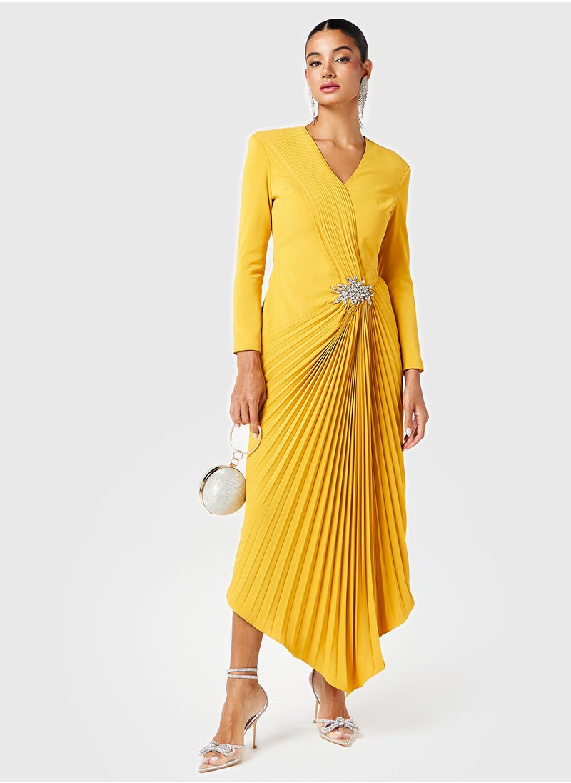 Threadz by Ajooni - Pleated Asymmetric Blazer Dress - Image 1