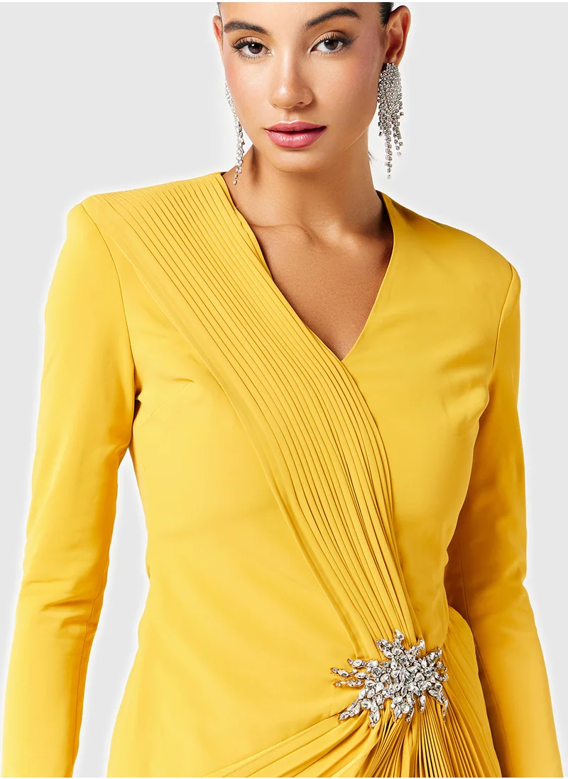 Threadz by Ajooni Pleated Asymmetric Blazer Dress