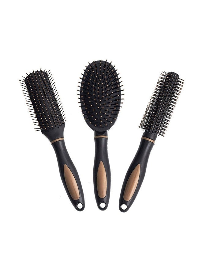 3 Pcs Paddle Hair Brush Set for Men and Women, Great On Wet or Dry Hair, No More Tangle, Detangles Long Thick Thin Curly Natural Hair, Black - Image 1