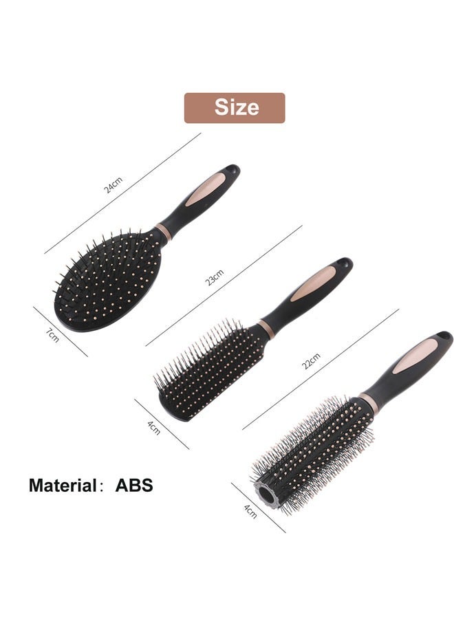 3 Pcs Paddle Hair Brush Set for Men and Women, Great On Wet or Dry Hair, No More Tangle, Detangles Long Thick Thin Curly Natural Hair, Black - Image 2