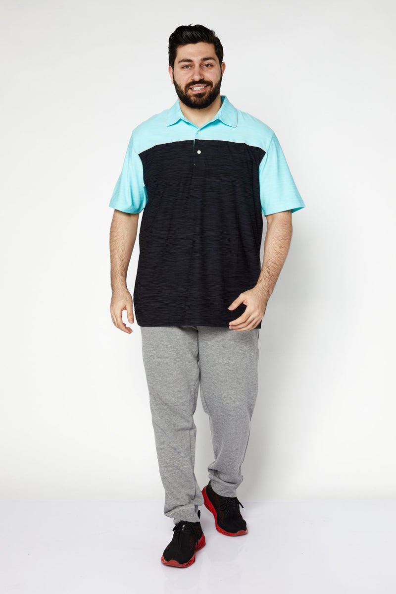 Greg Norman Men Regular Fit Short Sleeve Two Tone Polo Shirt, Turquoise/Black - Image 4