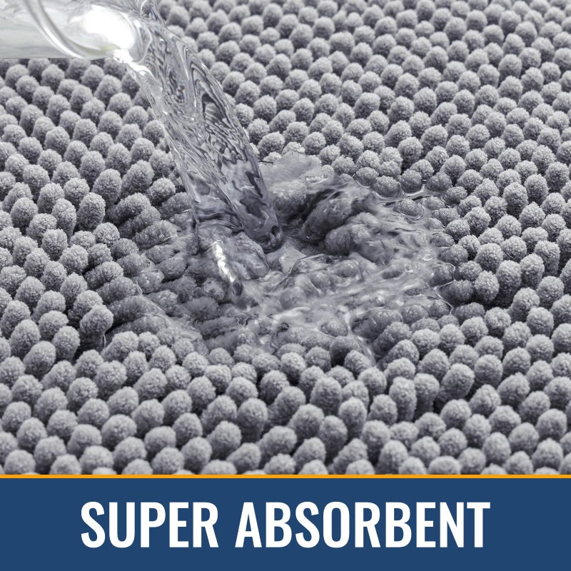 Arotive Bathroom Rugs 30x20, Extra Soft Absorbent Shaggy Chenille Bath Rugs, Machine Washable Rubber Backing Non-Slip Bath Mats for Bathroom Floor Tub and Shower, Home Decor Accessories, Grey - Image 4