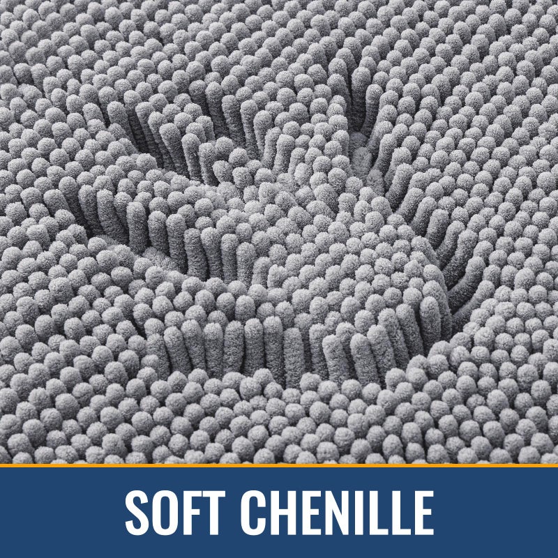 Arotive Bathroom Rugs 30x20, Extra Soft Absorbent Shaggy Chenille Bath Rugs, Machine Washable Rubber Backing Non-Slip Bath Mats for Bathroom Floor Tub and Shower, Home Decor Accessories, Grey - Image 3