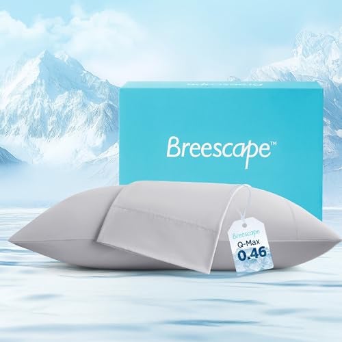 Breescape Cooling Pillow Cases Standard/Queen Size - BlendTek™ Dry & Cool Technology for Hot Sleepers and Night Sweats, 2 Pack Soft & Smooth Pillowcases for Hair & Skin Care, 20" x 30", Misty Gray - Image 1