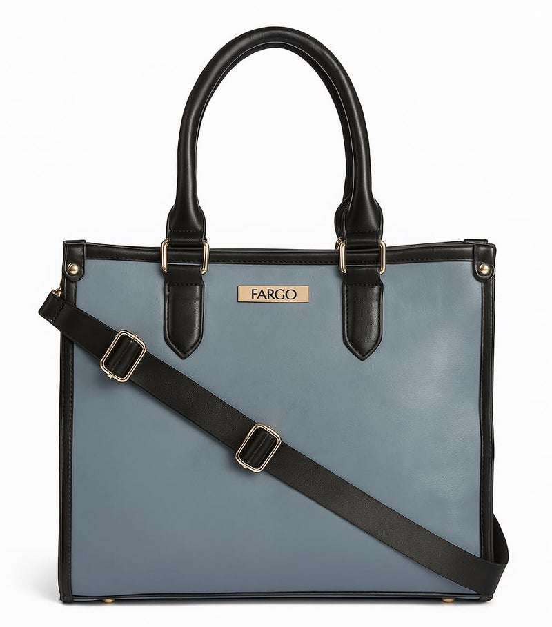 Fargo Regal Vegan Leather Tote Bag for Women | Laptop Compartment, RFID Pockets, YKK Zipper, Large Office Handbag | Shoulder Bag for College & Daily Use | Made in India (Grey) - Image 1