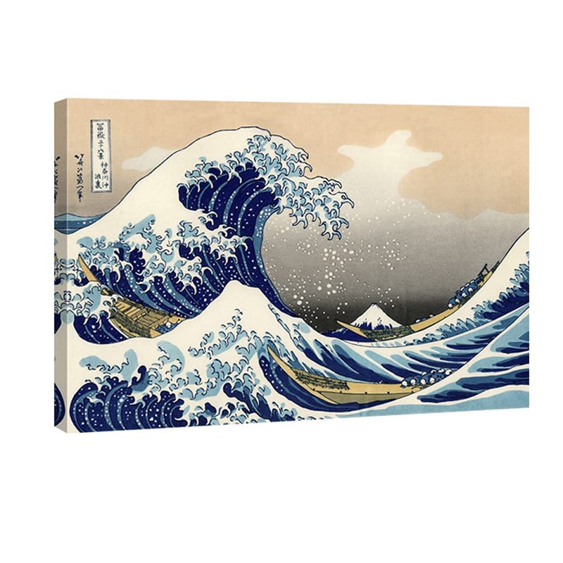 Wieco Art Wieco Art Great Wave of Kanagawa Katsushika Hokusai Giclee Canvas Prints Wall Art Abstract Seascape Pictures Paintings for Living Room Home Decorations Large Modern Stretched and Framed Sea Artwork  - Image 1