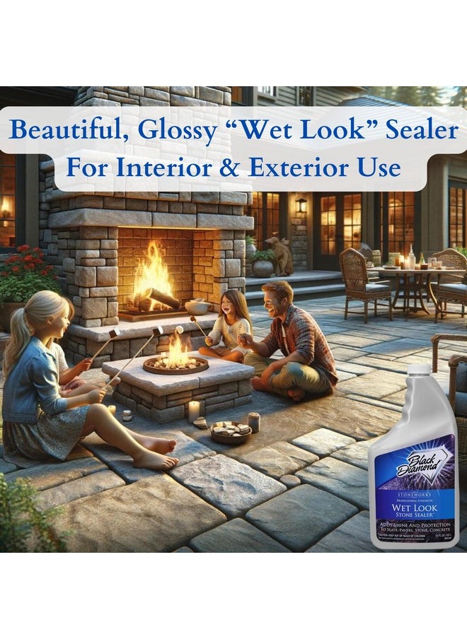 Black Diamond Stoneworks Wet Look Natural Stone Sealer. Durable, Long-Lasting Gloss Protection. Interior and Exterior Pavers, Slate, Sandstone, Travertine, Flagstone, Driveways, Garage Floors, etc. Black Diamond Stoneworks.  - Image 3