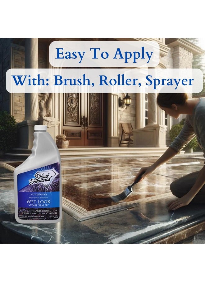 Black Diamond Stoneworks Wet Look Natural Stone Sealer. Durable, Long-Lasting Gloss Protection. Interior and Exterior Pavers, Slate, Sandstone, Travertine, Flagstone, Driveways, Garage Floors, etc. Black Diamond Stoneworks.  - Image 4