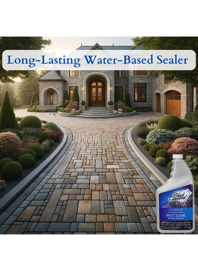 Black Diamond Stoneworks Wet Look Natural Stone Sealer. Durable, Long-Lasting Gloss Protection. Interior and Exterior Pavers, Slate, Sandstone, Travertine, Flagstone, Driveways, Garage Floors, etc. Black Diamond Stoneworks.  - Image 5
