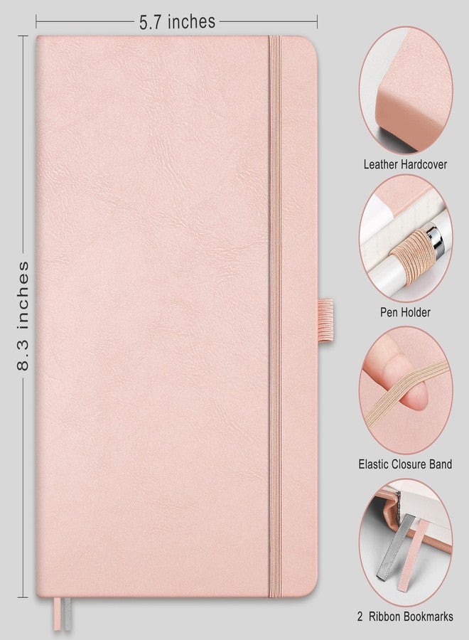 RETTACY Journaling Notebooks, A5 Lined Journal Notebook with 192 Numbered Pages, 5.7'' × 8.3'' Medium Size, for Writing, Work, Leather Hardcover, 100 GSM Thick Paper (Rose Gold) - Image 2