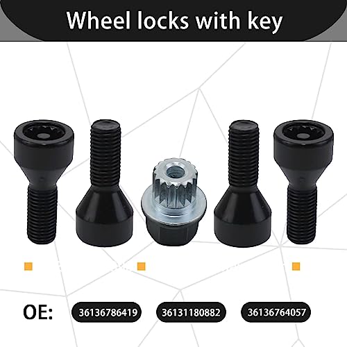 KGGMGUG Wheel Lock Set Lug Nuts Bolts M12 x 1.5mm Fits for BMW Z4 Z3 M6 M5 M3 650i 535i 528i 525i 335i 328i 330i Mini Cooper Replacement 36136786419 - Image 2