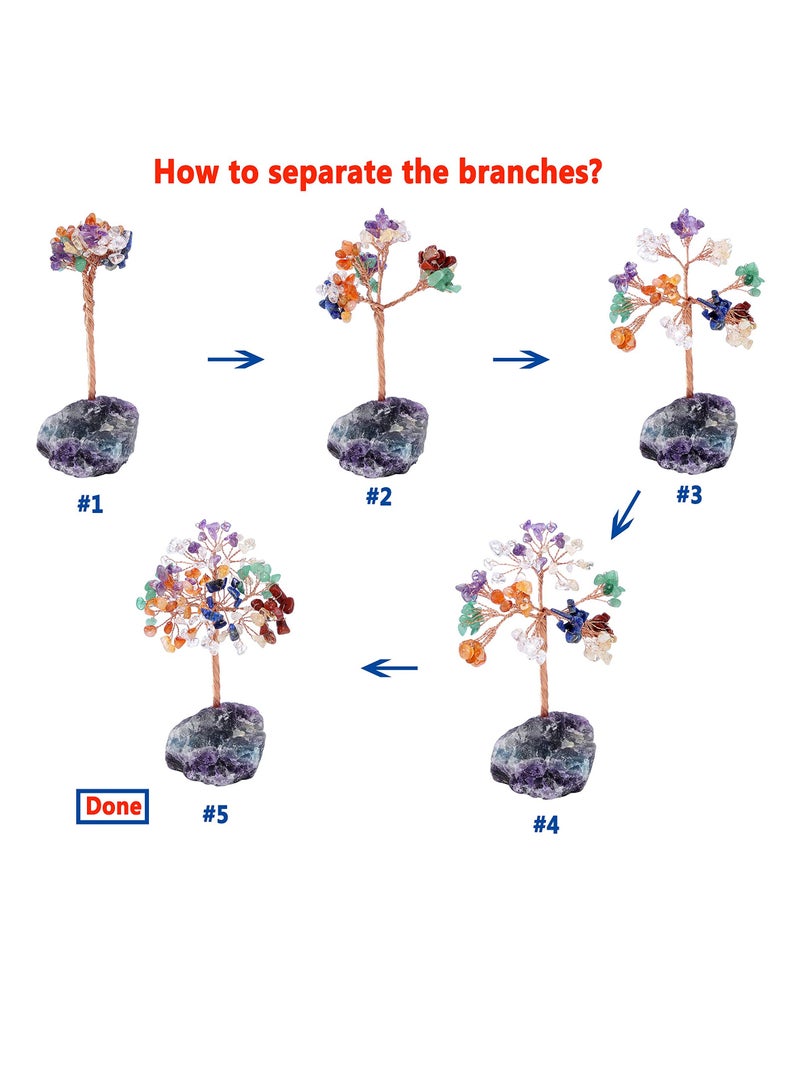 إكسفور شجرة الكريستال الطبيعية 7 شقرا ، والعلاج الطبيعي حجر الراين حجر الراين جوهرة بونساي قاعدة شجرة المال ، والثروة هدية الديكور مكتب الأسرة - Image 2