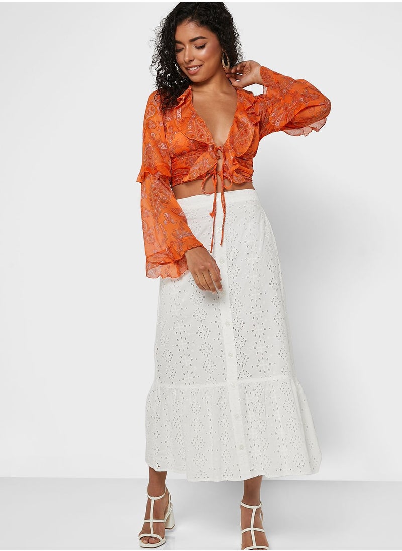 Miss Selfridge - Button Detail Midi Skirt - Image 1