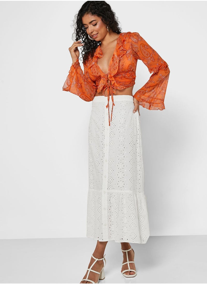 Miss Selfridge - Button Detail Midi Skirt - Image 1