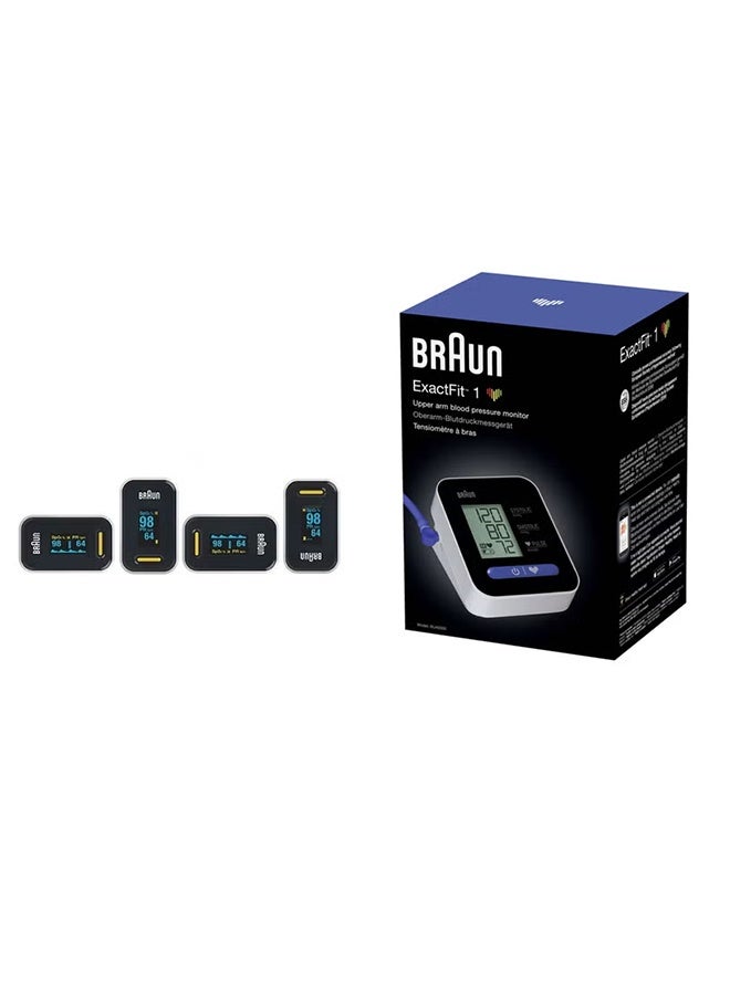 BRAUN ExactFit 1 Upper Arm Blood Pressure Monitor with Braun YK81CEU OLED Display Pulse Oximeter Bundle - Image 1