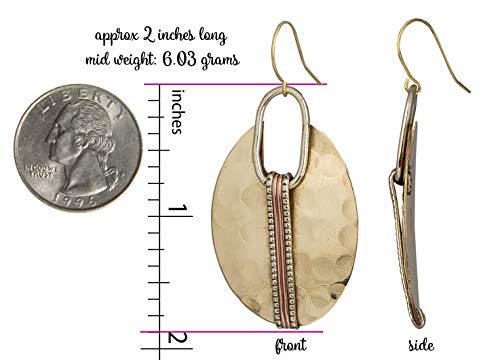 SPUNKYsoul Boho Earrings for Women Gold Silver Copper Dangle Oval or Round Ethnic Trendy Western Hammered Handmade Jewelry (Gold Copper) - Image 3