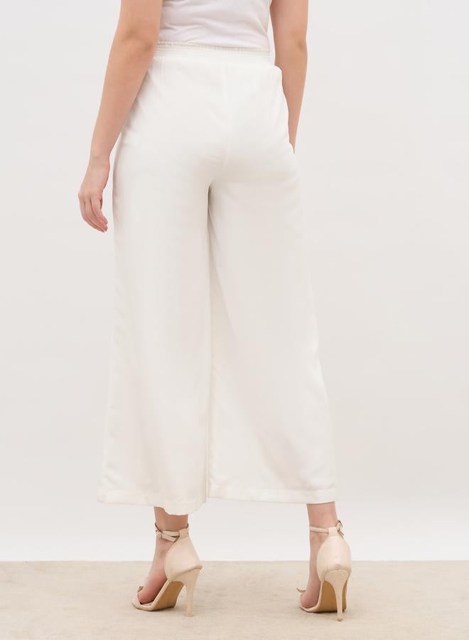 Styli Solid Wide Leg Culottes with Elastic Waist - Image 5