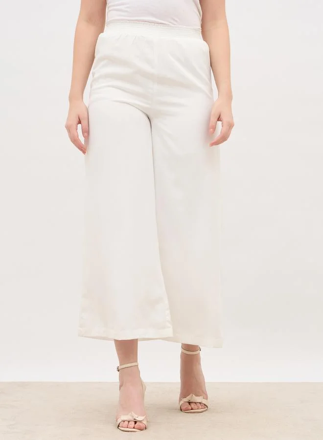 Styli Styli Solid Wide Leg Culottes with Elastic Waist