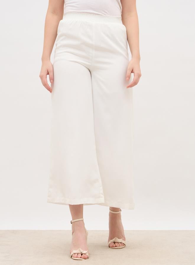 Styli Solid Wide Leg Culottes with Elastic Waist - Image 2