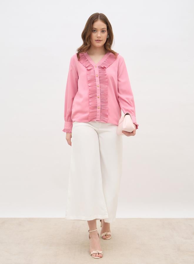 Styli Solid Wide Leg Culottes with Elastic Waist - Image 1