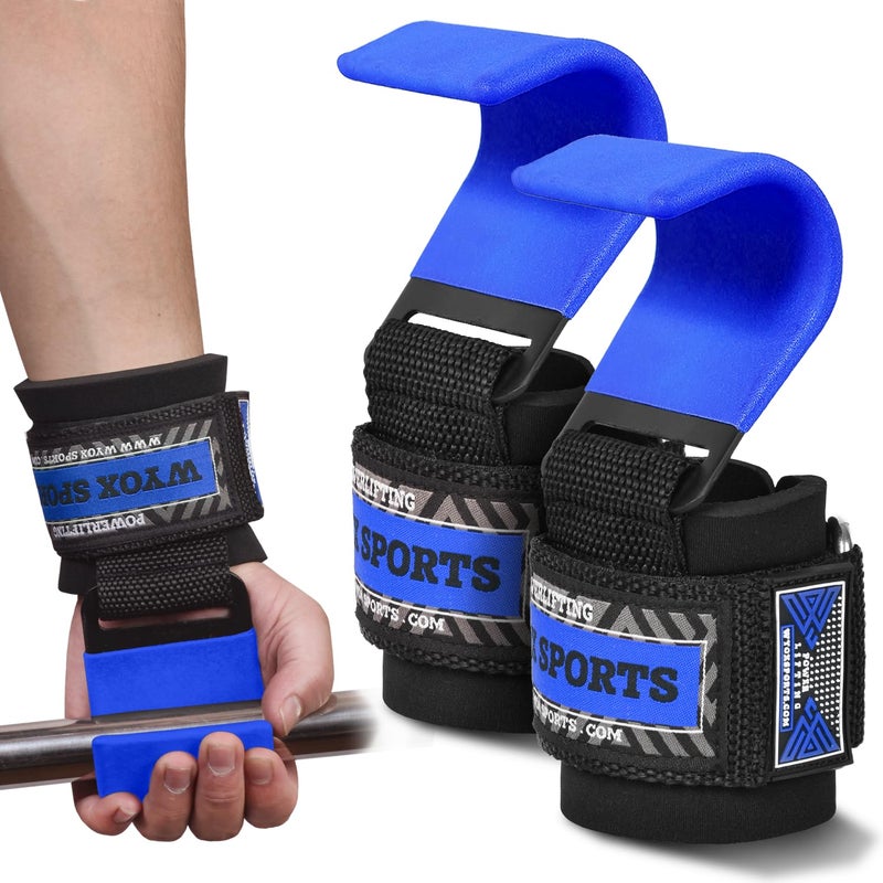Wyox Weight Lifting Hooks For Men & Women (Pair) - Heavy Duty Wrist Support Straps With Hooks For Deadlifts  Pull Ups  Shrugs - Gym Lifting Straps With Grip Assist For Weightlifting & Strength Training - Image 1